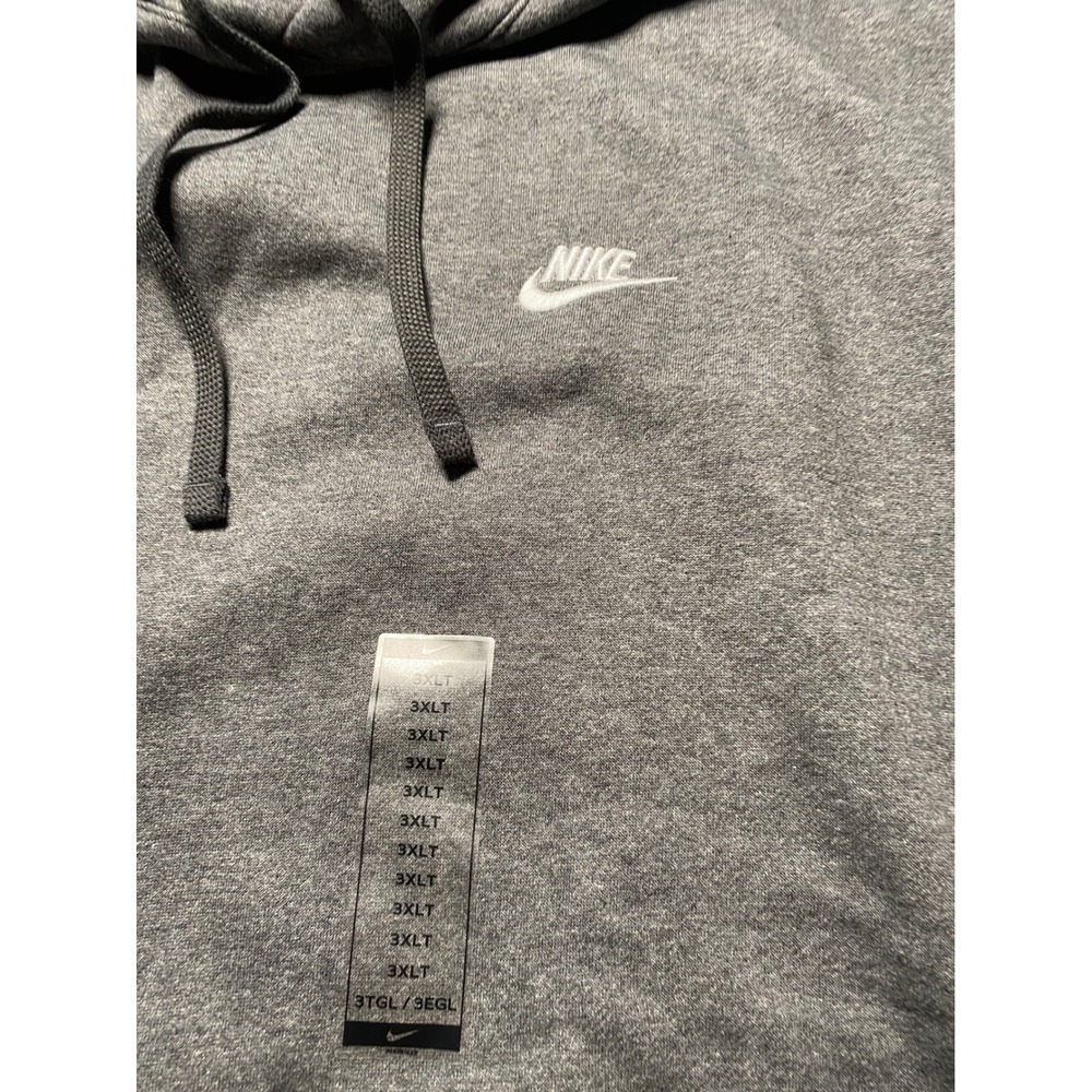 Nike Sportswear Club Fleece Hoodie Mens 3XLT Gray Pullover BV2654-071 Tall - Picture 2 of 7